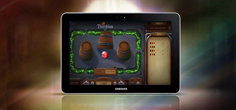 Thimbles, d'Evoplay, un jeu de casino en ligne inpiréé du Bonneteau